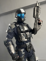 This ODST costume is a complete set designed for an immersive and screen-accurate look. The package includes the undersuit, armor pieces, helmet, gloves, and shoes (weapon not included).
The armor components are crafted by 3d printed. Designed for cosplay, conventions, and display, this costume offers a balance of realistic appearance, mobility, and lightweight construction for extended use.