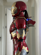 This wearable armor is designed for both men and women and is fully custom-sized to match each buyer’s measurements. Optional features include a motorized faceplate and motorized back flaps for an enhanced experience. The armor is equipped with indicator lights in multiple areas. Each suit is carefully scaled to ensure an accurate fit, comfortable wear, and excellent flexibility.