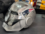 New England Patriots color themed Iron Man Helmet