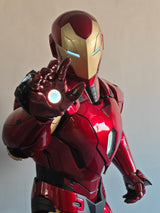 This Iron Man armor is fully 3D printed and inspired by the classic comic book design. More than just a wearable suit, it can also be displayed as an impressive statue on a mannequin. The armor features a motorized faceplate, illuminated eyes, chest arc reactor lights, and glowing glove lights for an authentic look. Designed with full-body coverage, this suit delivers a complete Iron Man experience for cosplay, display, or collection purposes.