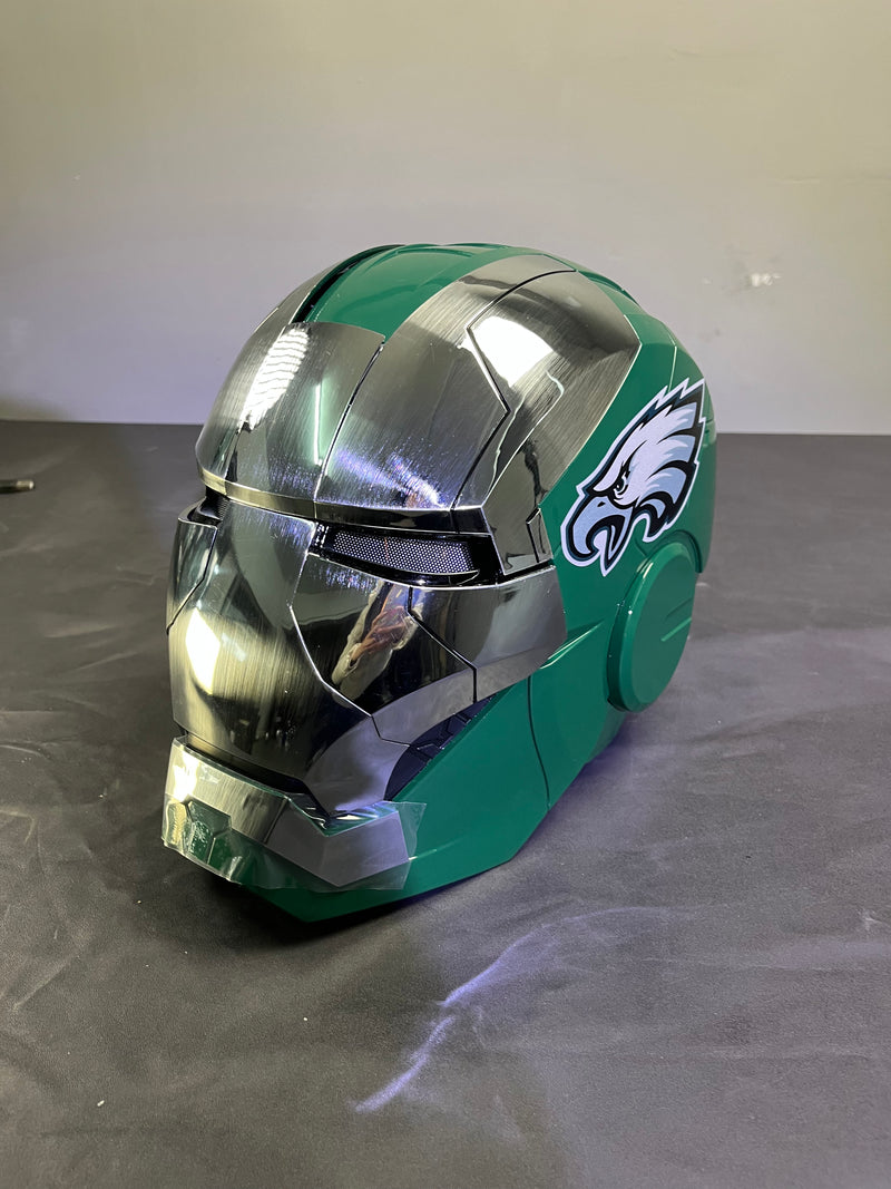 The Voice Activated Iron Man MK5 Helmet Painted in NFL Teams' Colorways The Voice Activated Iron Man MK5 Helmet Painted in NFL Teams' Colorways