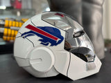 This iron man helmet is cusomized in Buffalo Bulls color scheme. 
