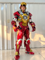 It's wearable Iron Man heartbreaker armor.  More than just a wearable suit, it can also be displayed as an impressive statue on a mannequin. The armor features a motorized faceplate, illuminated eyes, chest arc reactor lights, and glowing glove lights for an authentic look.