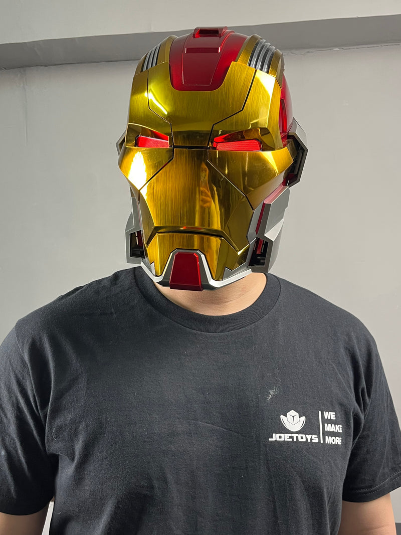 cheap iron man cosplay helmet Motorcycle | Red, Gold dismiss battle mode with eye lights in white and ear lights in blue 14 Iron Man MK17 Heartbreaker Helmet