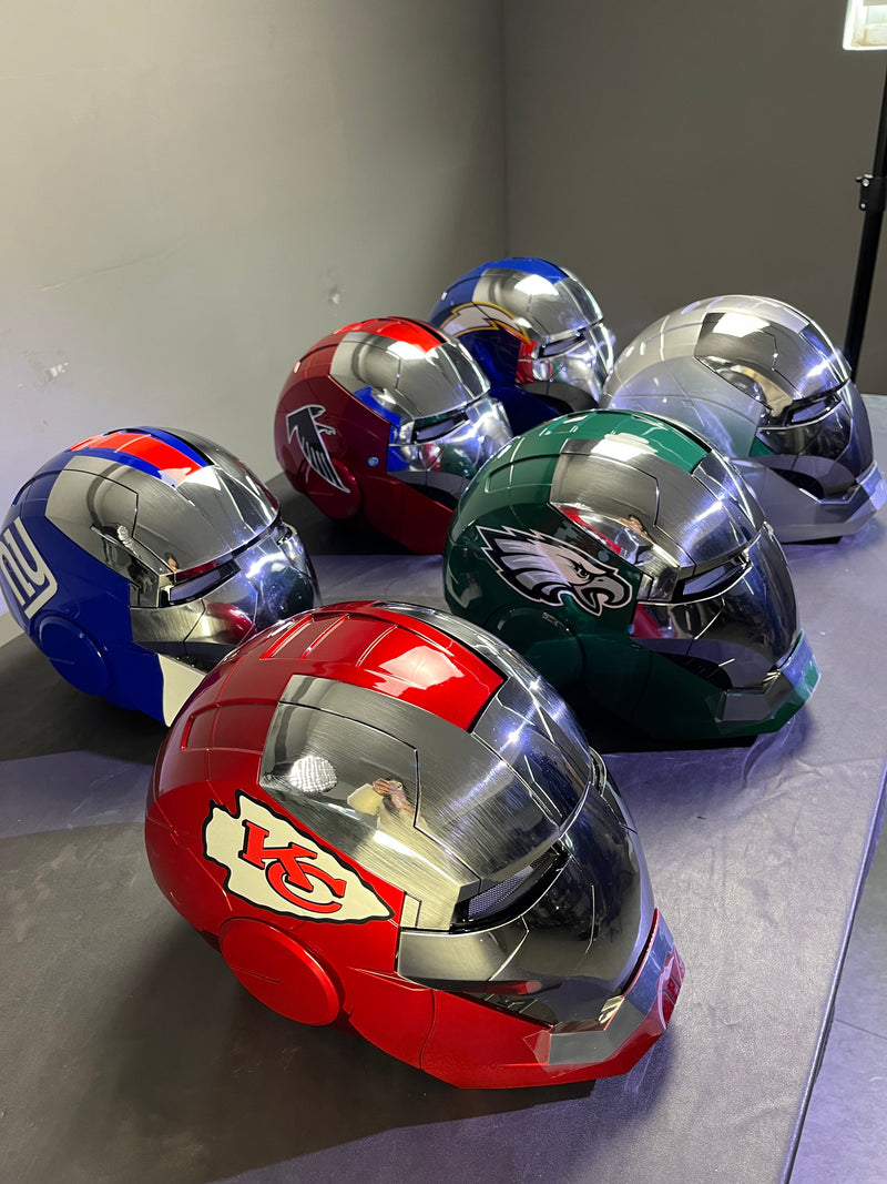 colors of iron man helmet XSociety Gold Iron-Man - MK5 Jarvis Iron-Man Mask Adjustable interior for a comfortable and secure fit MK5 Iron Man Helmet