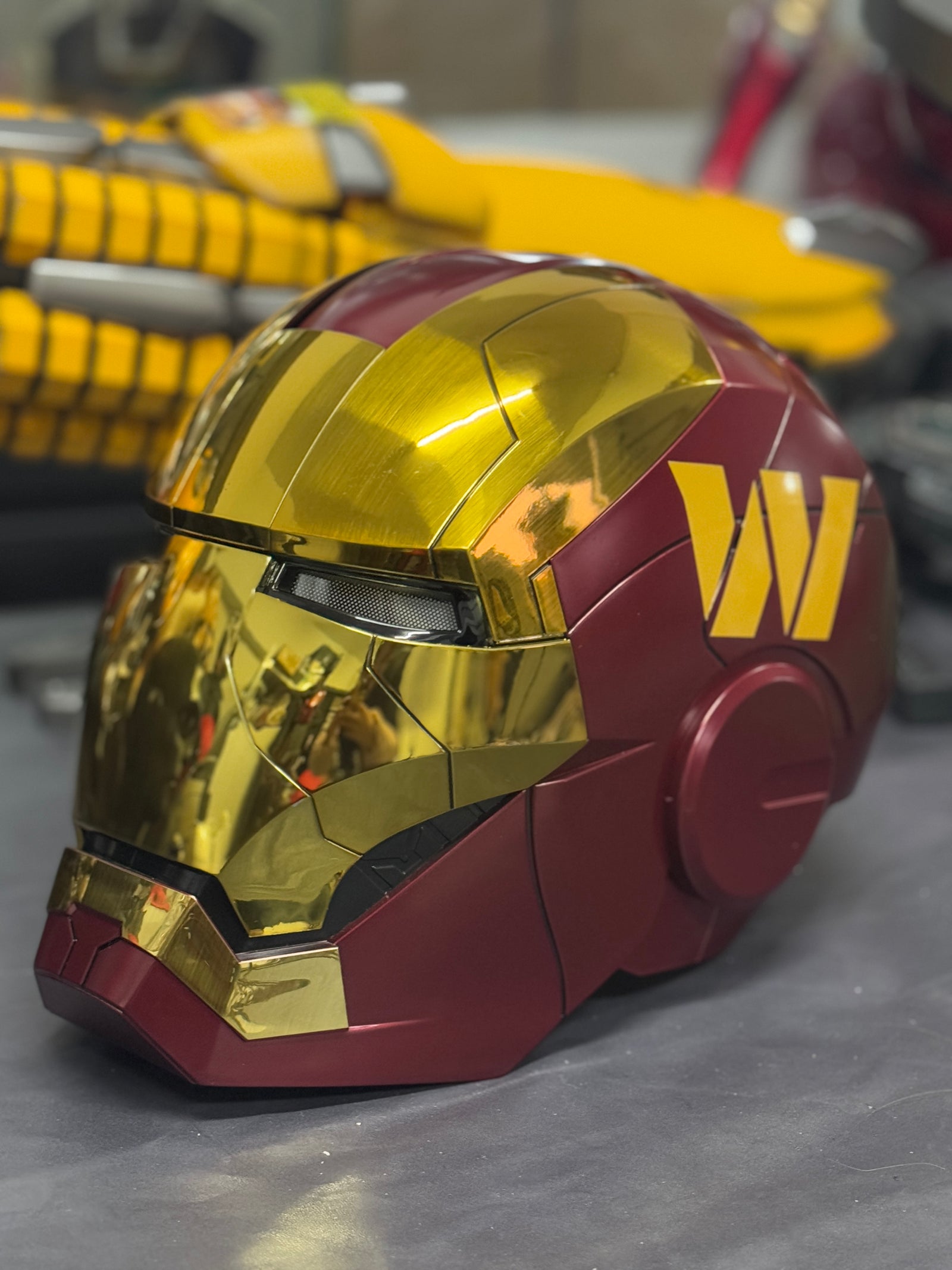 The Voice Activated Iron Man MK5 Helmet Painted in NFL Teams' Colorways