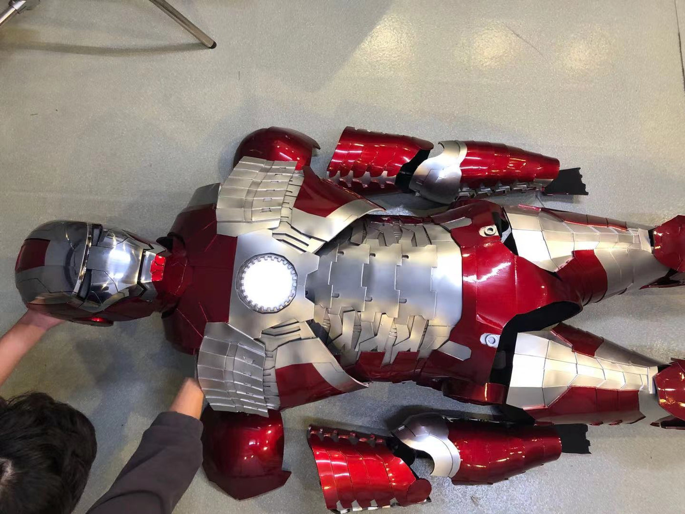 iron man costume with helmet XSociety Electric the jumpsuit has meticulously printed designs on the front torso and shoulders Iron-Man MK50 Electronic Cosplay Helmet,